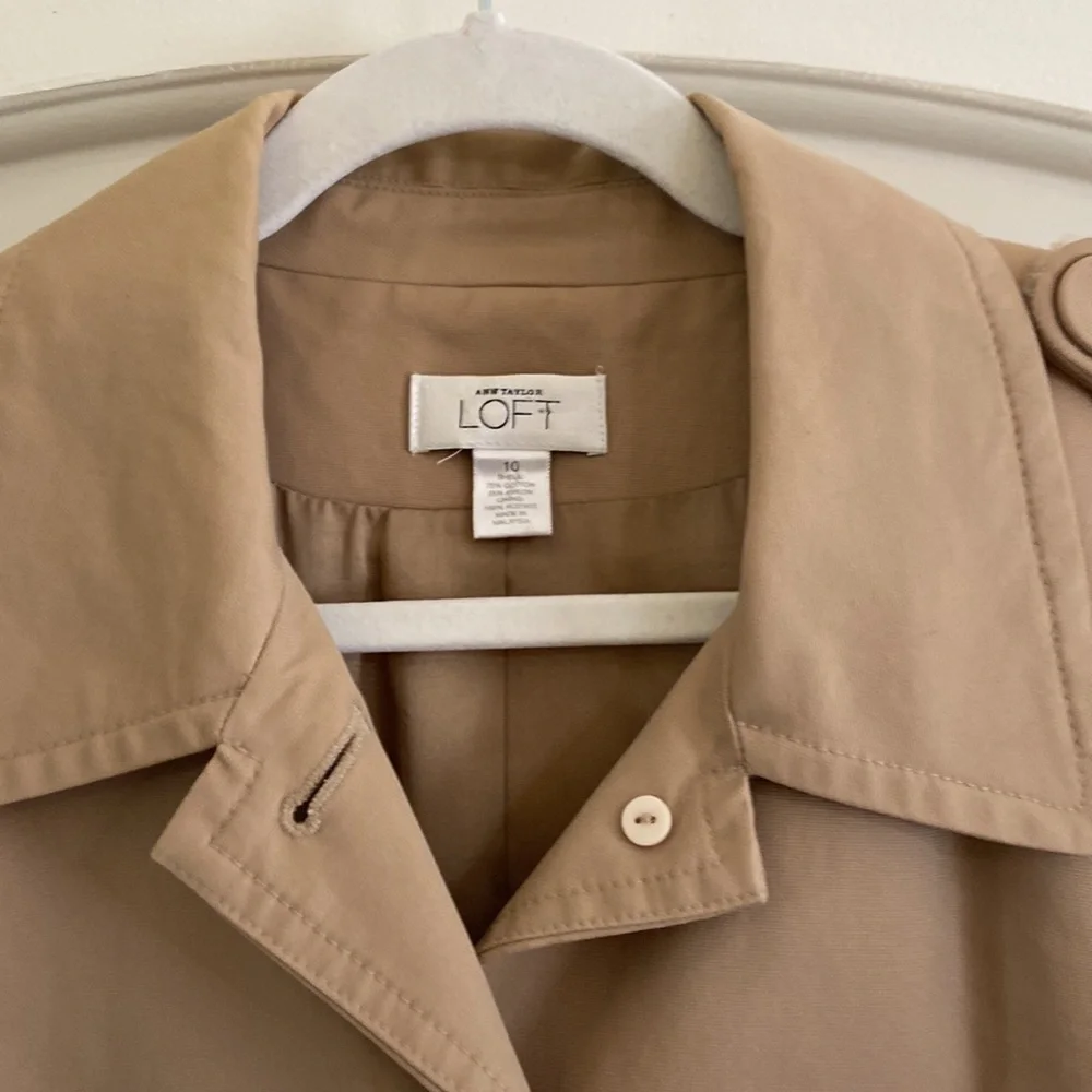 Ann Taylor Loft Women’s Trench Rain Coat Beige Size M Water resistant. Fall Coat - Picture 3 of 17